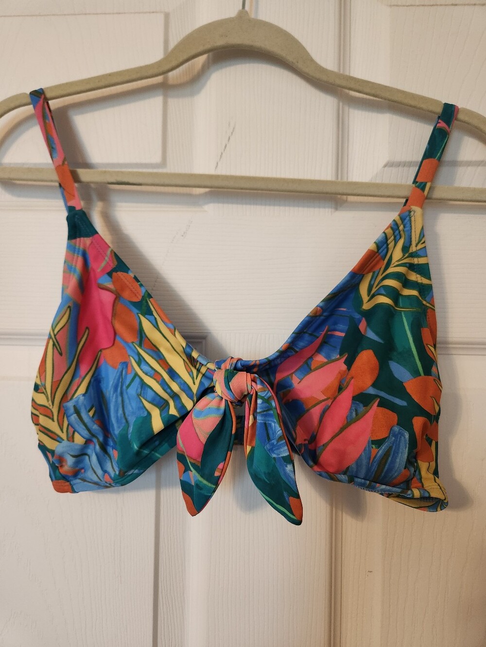 Kona Sol, Tropical Tie-Front Bikini Top and pant set, sz L